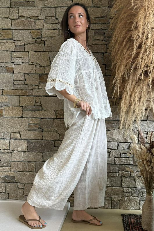 Sera Cotton Smock Warm White